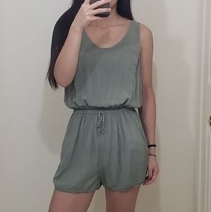 Olive Romper w/ Open Back
